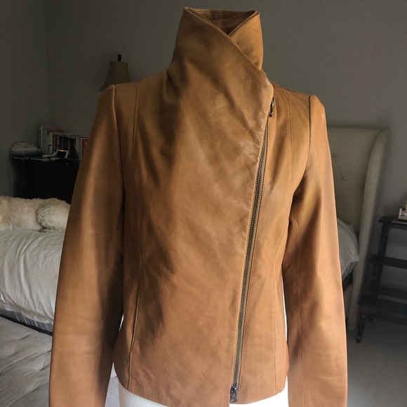 VINCE leather scuba jacket.  Worn once - Picture 3 of 14